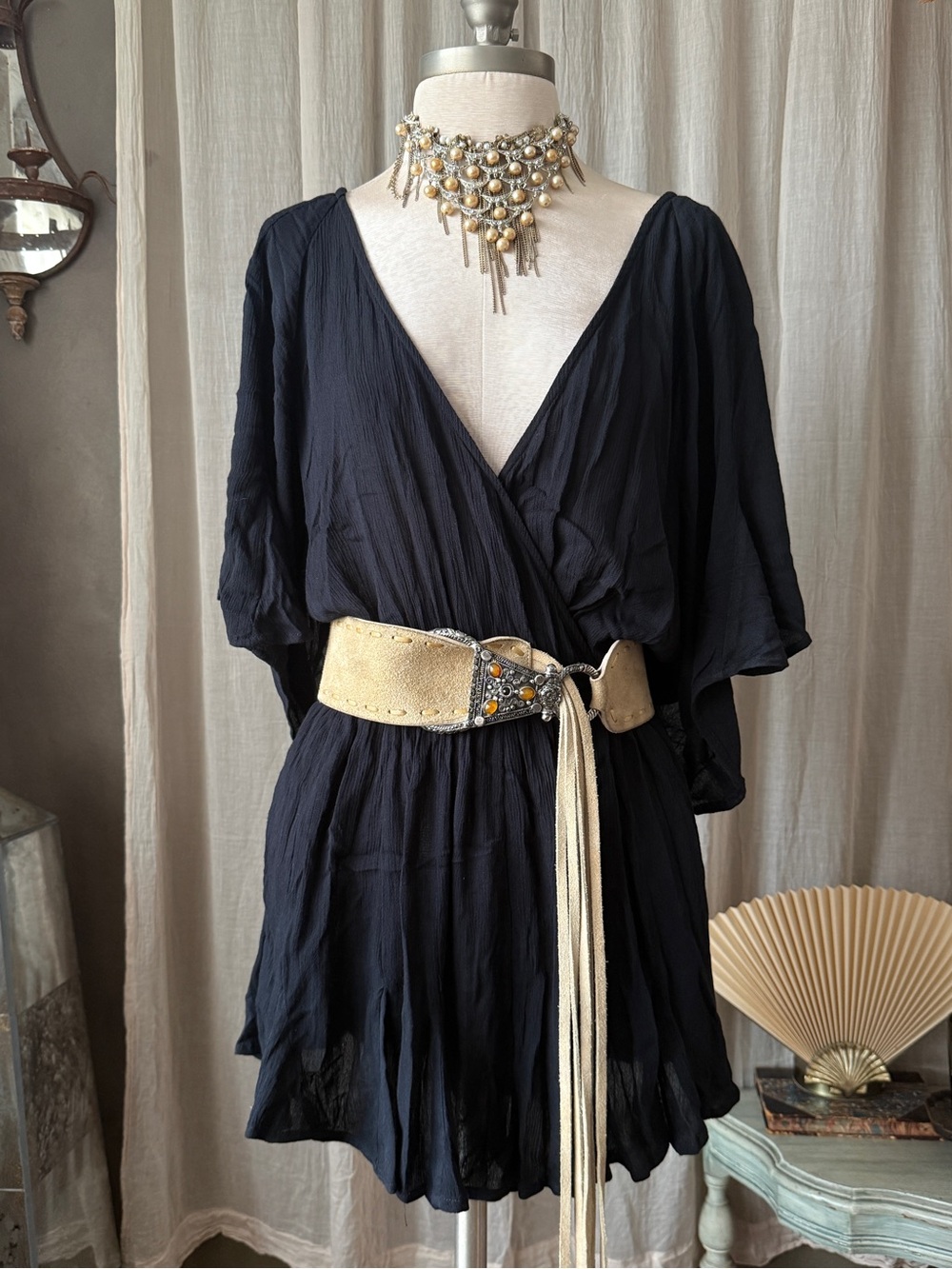 Free People Nerea short flowy romper jumpsuit open back v-neck kimono sleeves
